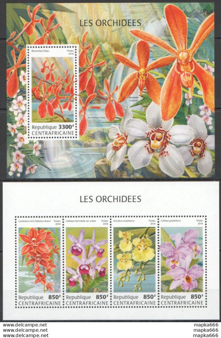Hm0947 2018 Central Africa Orchids Flora Flowers #7927-0+Bl1785 Mnh - Orchidées