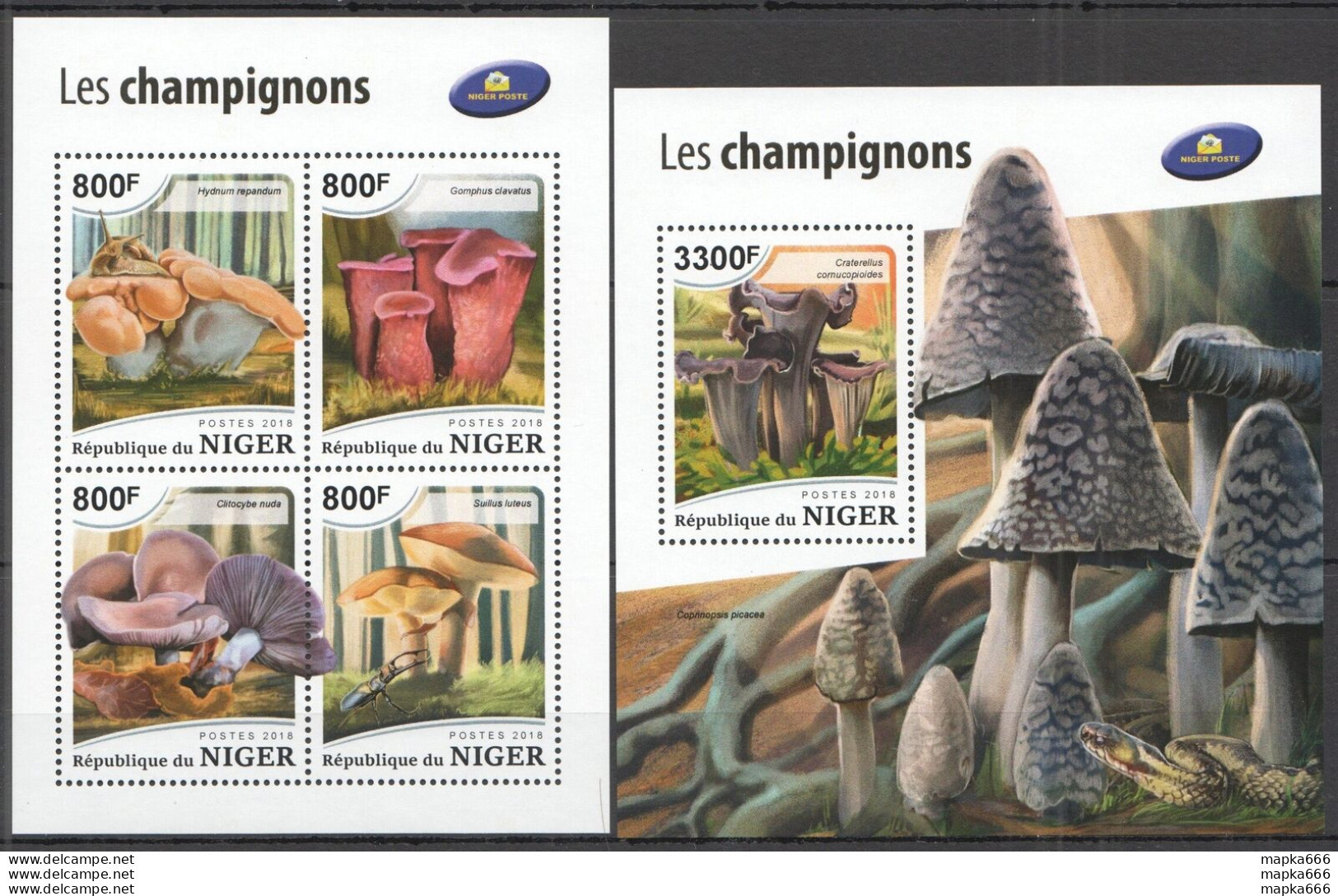 Hm1759 2018 Niger Mushrooms Flora Nature #6000-3+Bl902 Mnh - Hongos