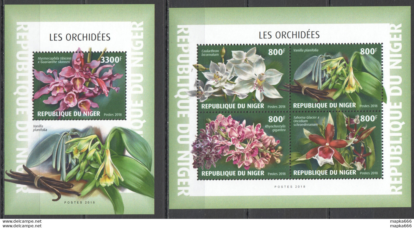Hm1830 2018 Niger Orchids Flora Flowers #6115-8+Bl925 Mnh - Orchidées