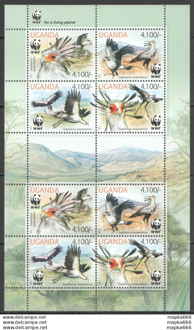 Nw0447 2012 Uganda Wwf Secretarybird Birds Fauna #3000-3003 Kb Mnh - Neufs