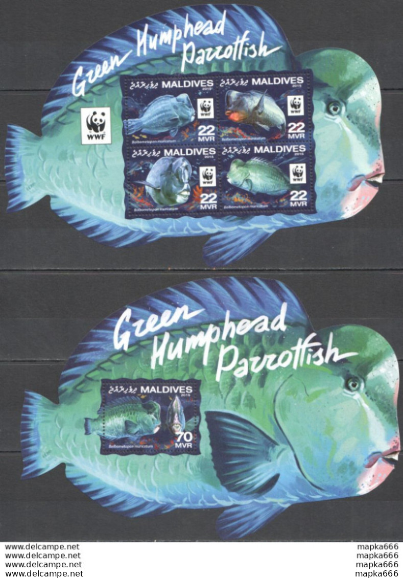Nw0549 2016 Maldives Wwf Green Humphead Parrotfish #6200-6203+Bl900 Mnh - Ungebraucht