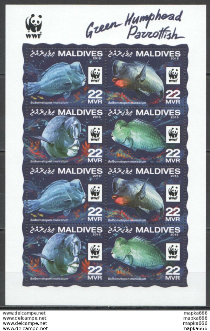 Nw0550 2016 Maldives Wwf Green Humphead Parrotfish #6200-6203 Kb(2Set) Mnh - Ungebraucht