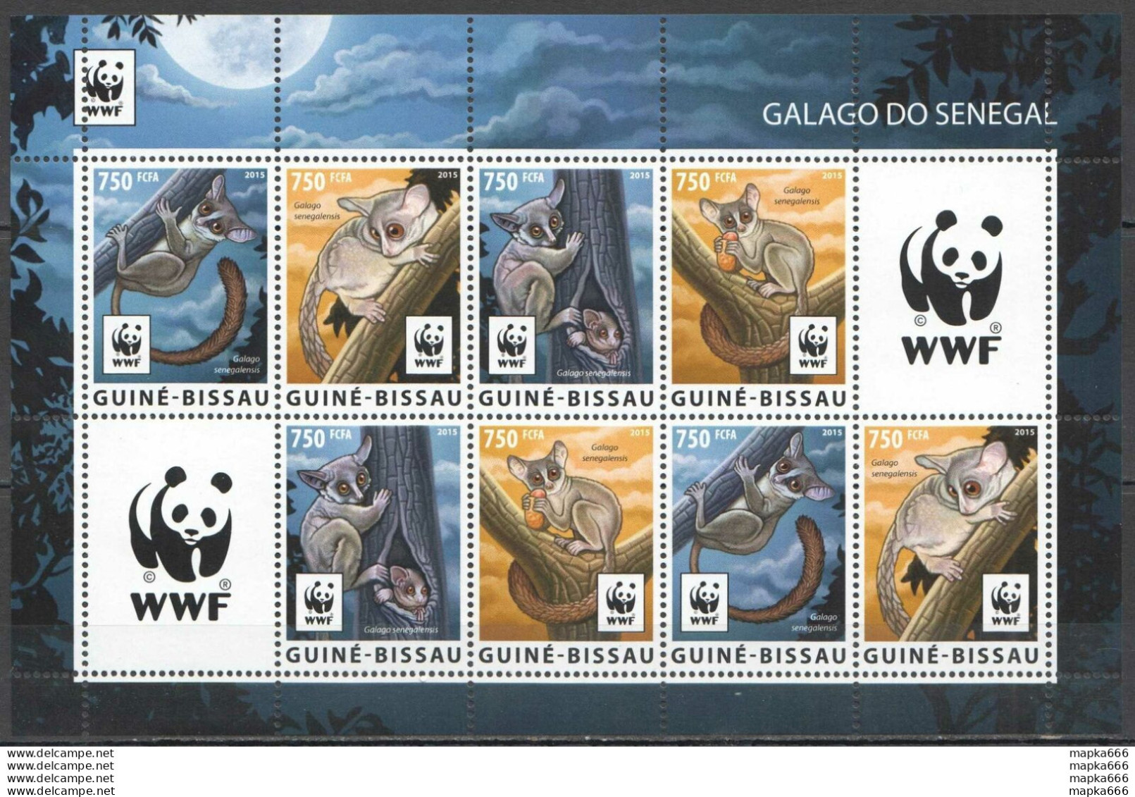 Nw0588 2015 Guinea-Bissau Wwf Galagos Animals #8278-8281 Kb(2Set) Mnh - Ungebraucht