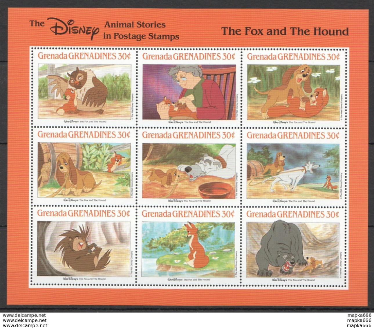 Pk410 Grenada Grenadines Cartoons Walt Disney The Fox & The Hound 1Kb Mnh - Disney