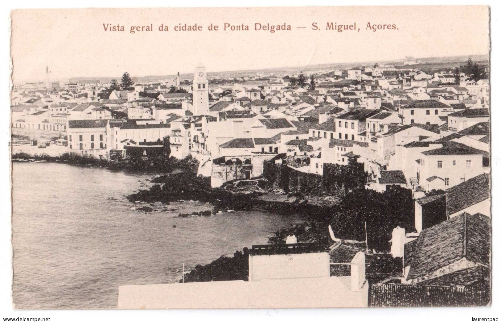 Vista Geral Da Cidade De Ponta Delgada - S. Miguel - Açores - édit. Non Identifié  + Verso - Açores