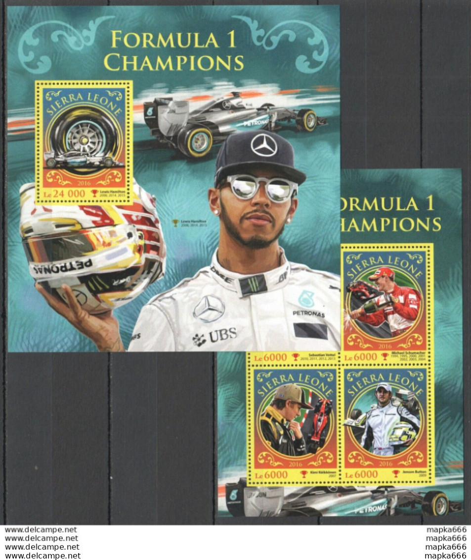 St376 2016 Sierra Leone Sport Racing Formula 1 World Champions Kb+Bl Mnh Stamps - Cars