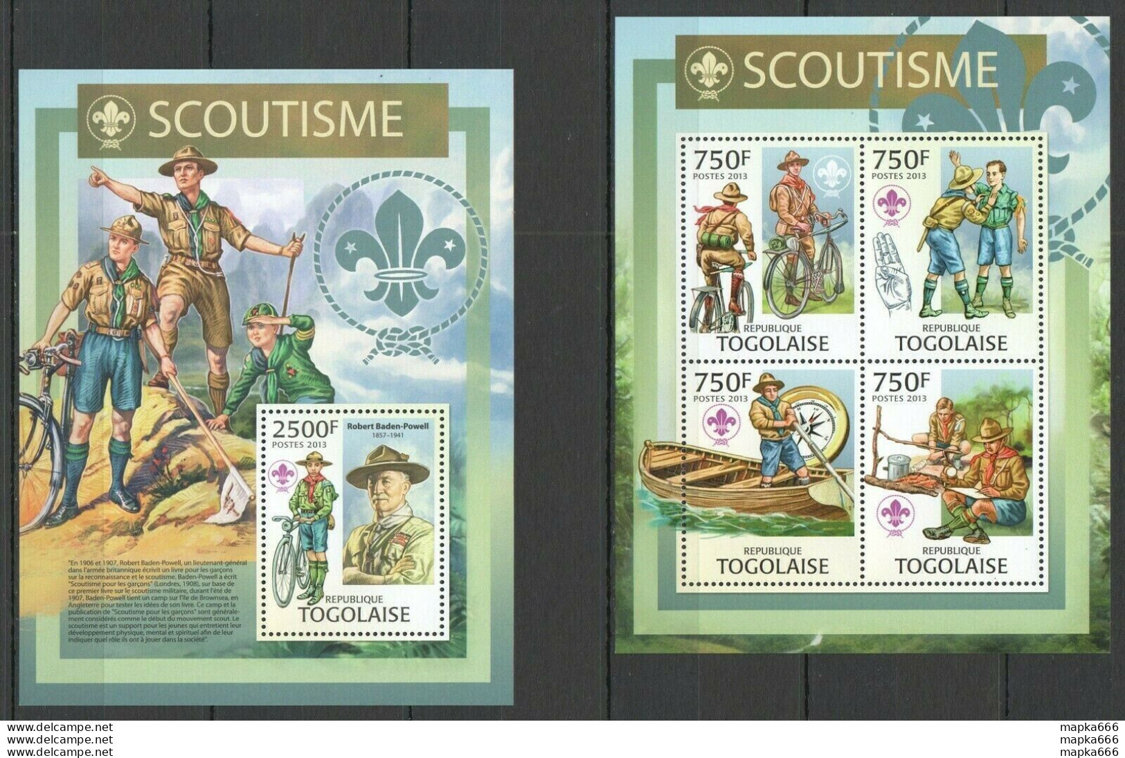 Tg718 2013 Togo Scouting Boy Scouts Robert Baden-Powell Scoutisme Kb+Bl Mnh - Neufs