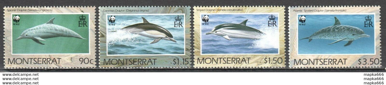 Tk015 1990 Montserrat Wwf Fauna Dolphins #706-09 Michel 16 Euro 1Set Mnh - Neufs