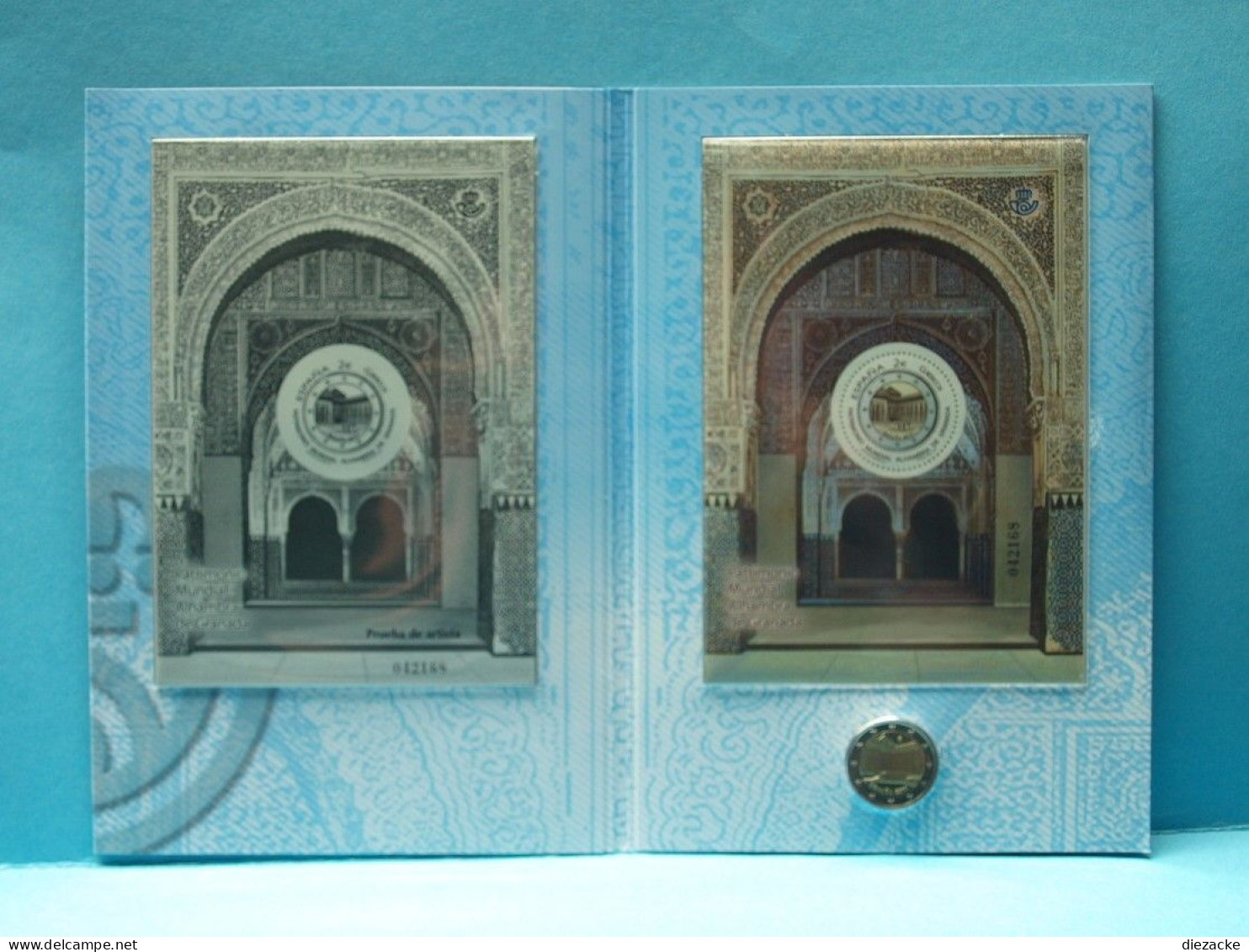 Spanien 2011 2 € Gedenkmünze Alhambra Im Folder Mit Briefmarkenblock BU (M4129 - Otros & Sin Clasificación