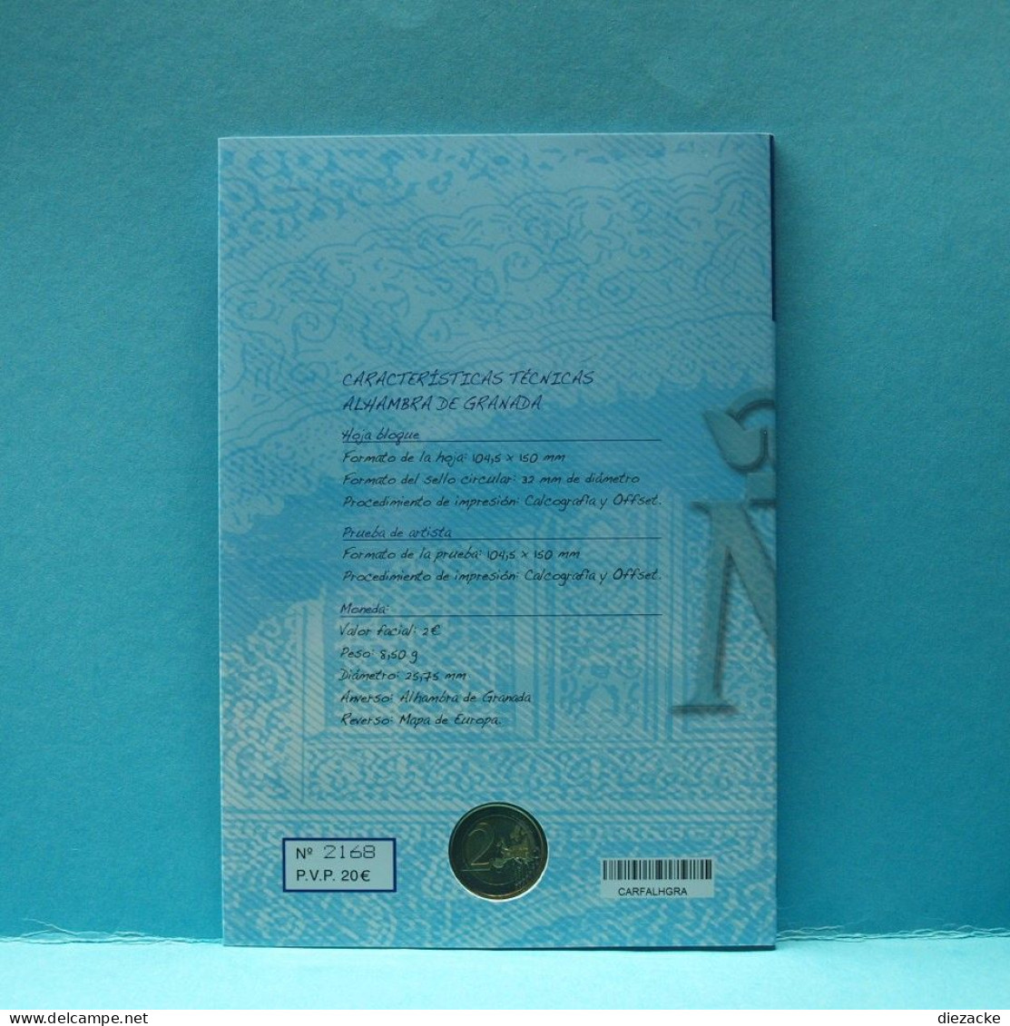 Spanien 2011 2 € Gedenkmünze Alhambra Im Folder Mit Briefmarkenblock BU (M4129 - Altri & Non Classificati