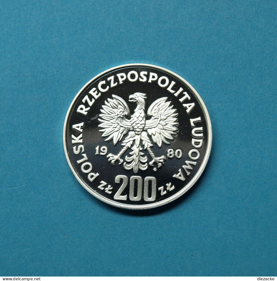 Polen 1980 200 Zlotych Olympiade Skispringer , Beizeichen PP (M3714 - Polen