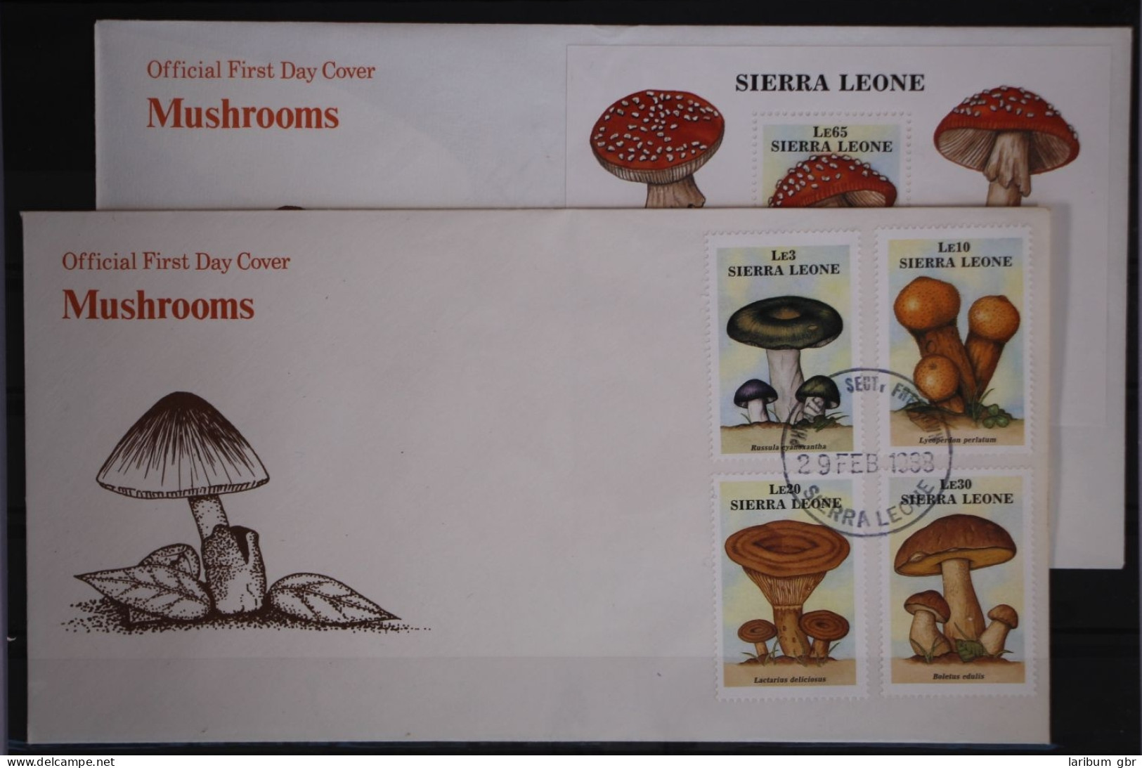 Sierra Leone 1076-1079 Und Block 75 Gestempelt Als FDC/ Pilze #GC051 - Sierra Leone (1961-...)