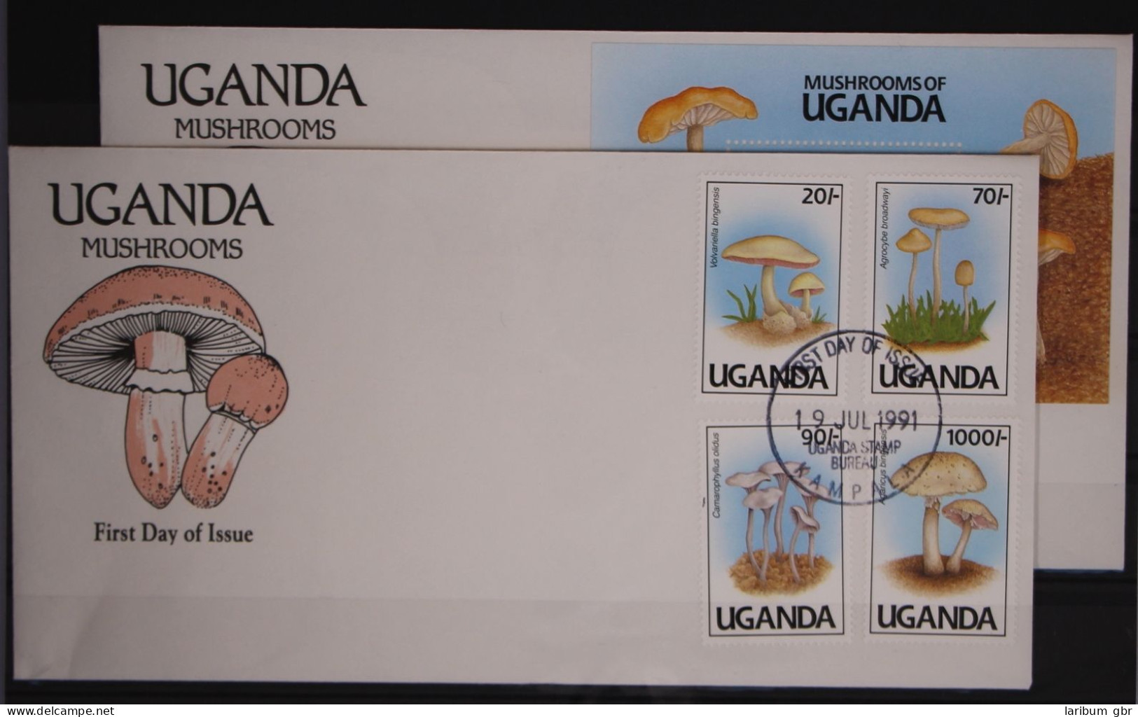 Uganda 950-952 Und 957 Und Block 147 Gestempelt Als FDC / Pilze #GC188 - Uganda (1962-...)