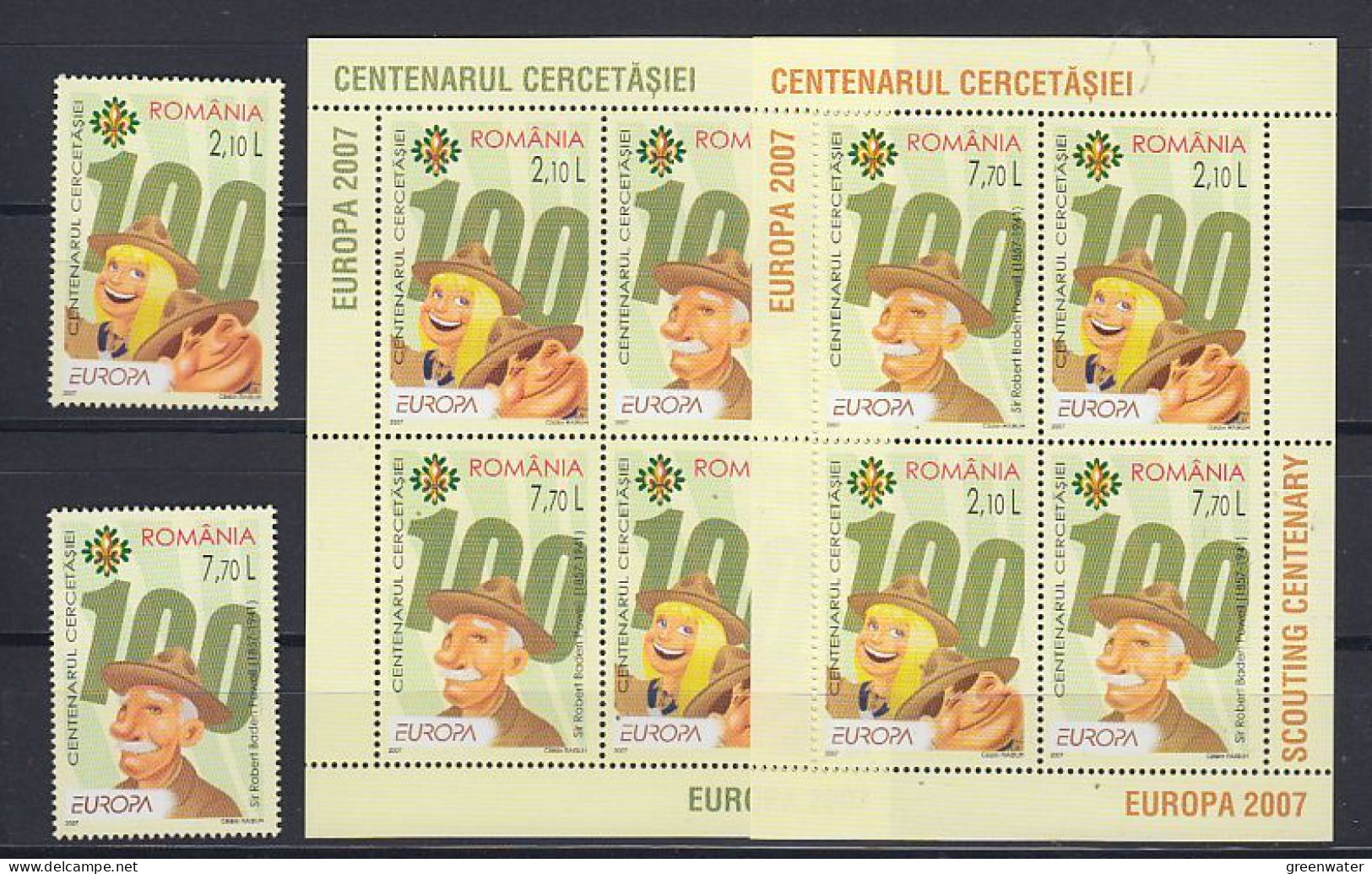 Europa Cept 2007 Romania 2v + 2 M/s ** Mnh (59309) - 2007