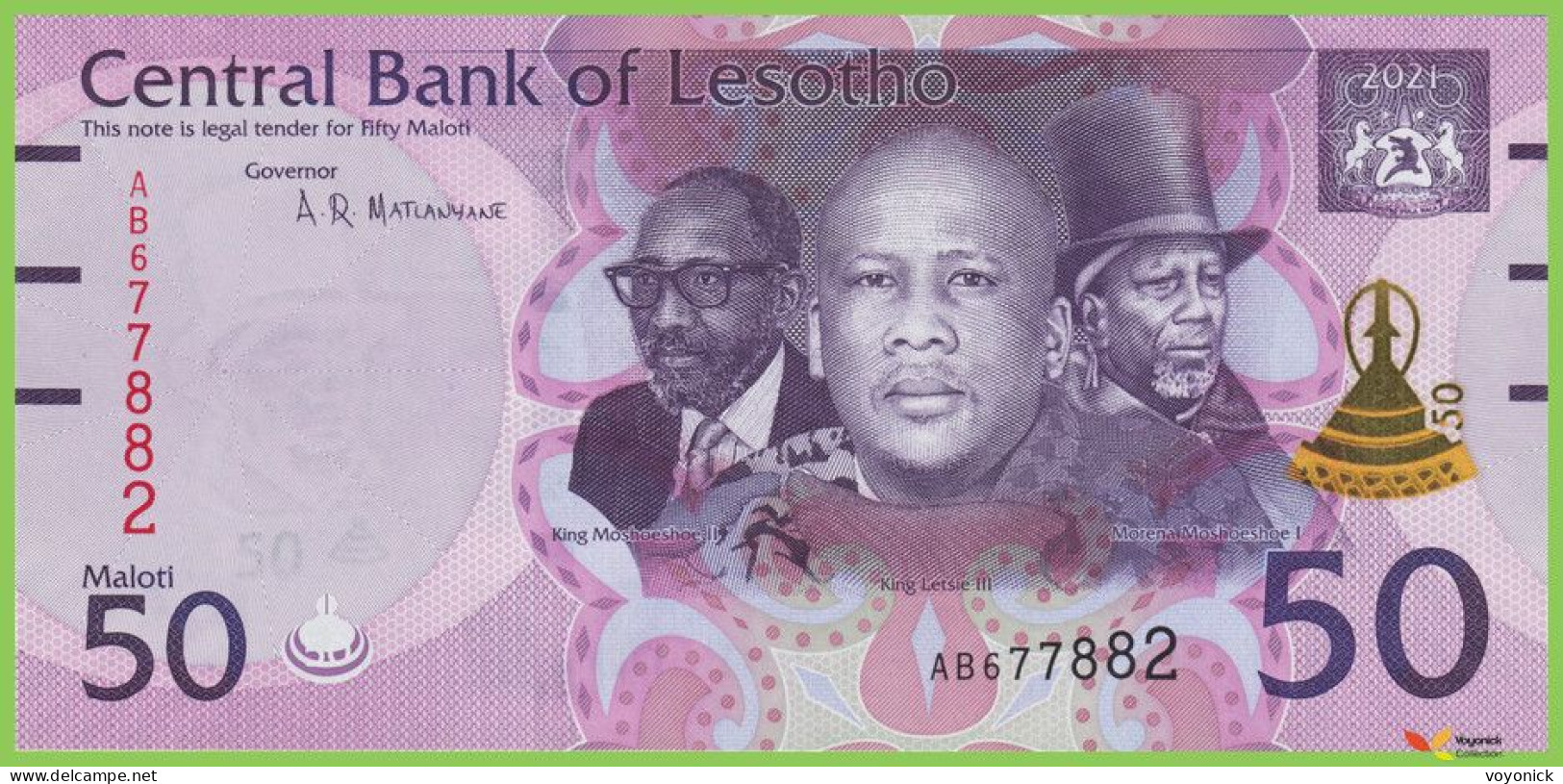 Voyo LESOTHO 50 Maloti 2021 P28 B229a AB UNC - Lesotho