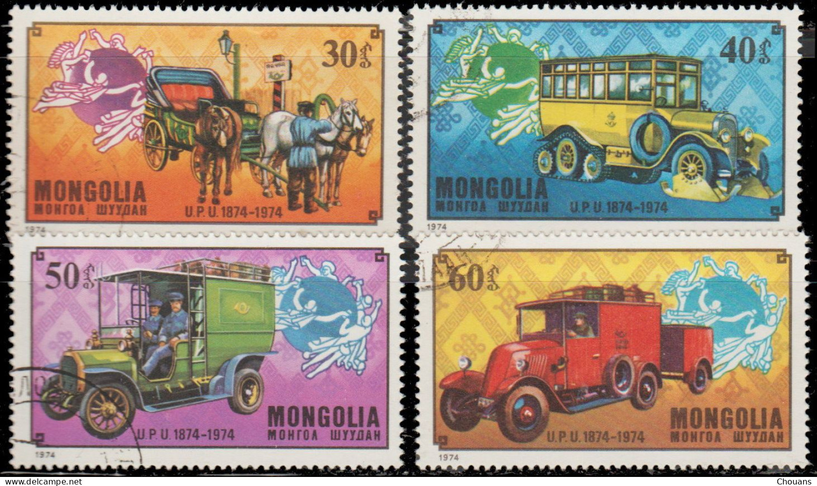 Mongolie 1974. ~ YT 763/66 - Centenaire U.P.U. - Transports Postaux - Mongolia
