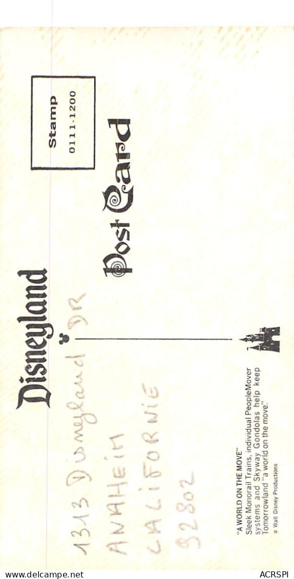 USA  ANAHEIM DISNEYLAND Anaheim, CA 92802, États-Unis   Sleek Monorail Trains             (Scan R/V) N°   1   \MR8058 - Anaheim