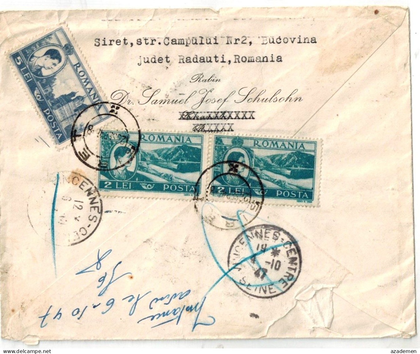 SIRET  Lettre Recommmandée Par Avion Pour La France, 1947. - Cartas & Documentos