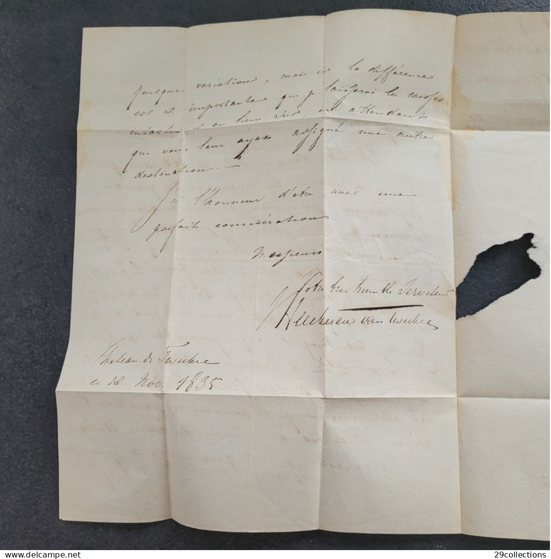 Autographe 1835 Baron VAN HEECKEREN(1808-1875) Militaire & Chambellan De GUILLAUME I° Roi Des Pays-Bas - Personnages Historiques