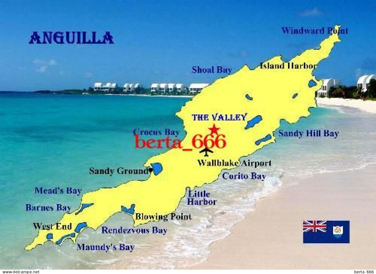 Anguilla Island Map New Postcard * Carte Geographique * Landkarte - Isole Vergine Britanniche