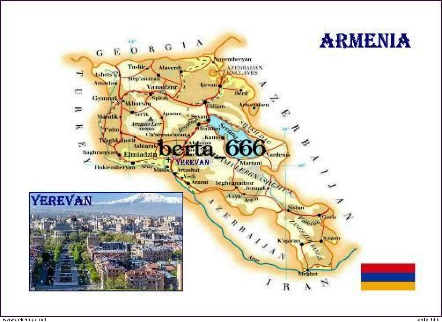 Armenia Country Map New Postcard * Carte Geographique * Landkarte - Armenië