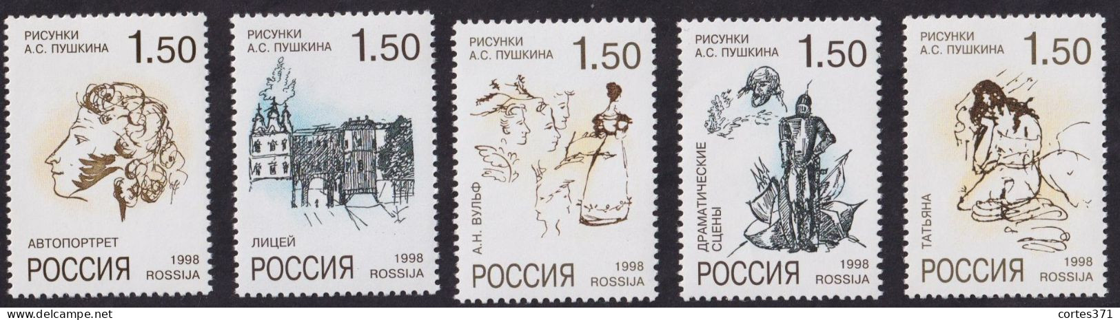 Russia (Federation) - Mi 659-663 -  200th Birthday Of A.Pushkin - 1998 - MNH - Ungebraucht