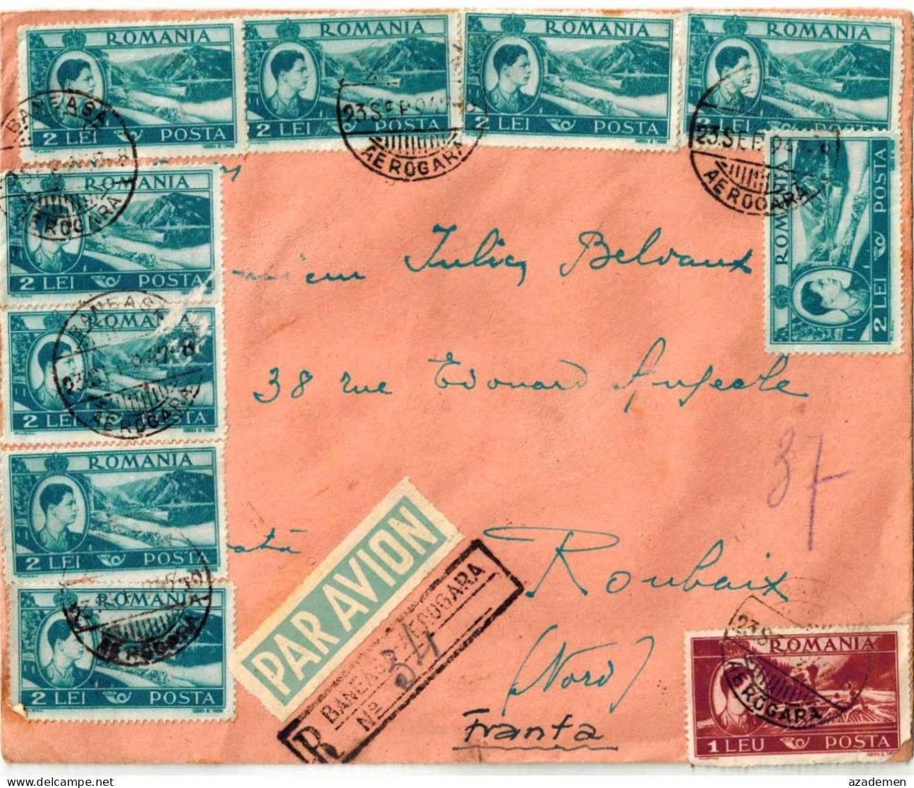 Lettre Recommandée Pa Avion, Pour La France, 1947. - Lettres & Documents