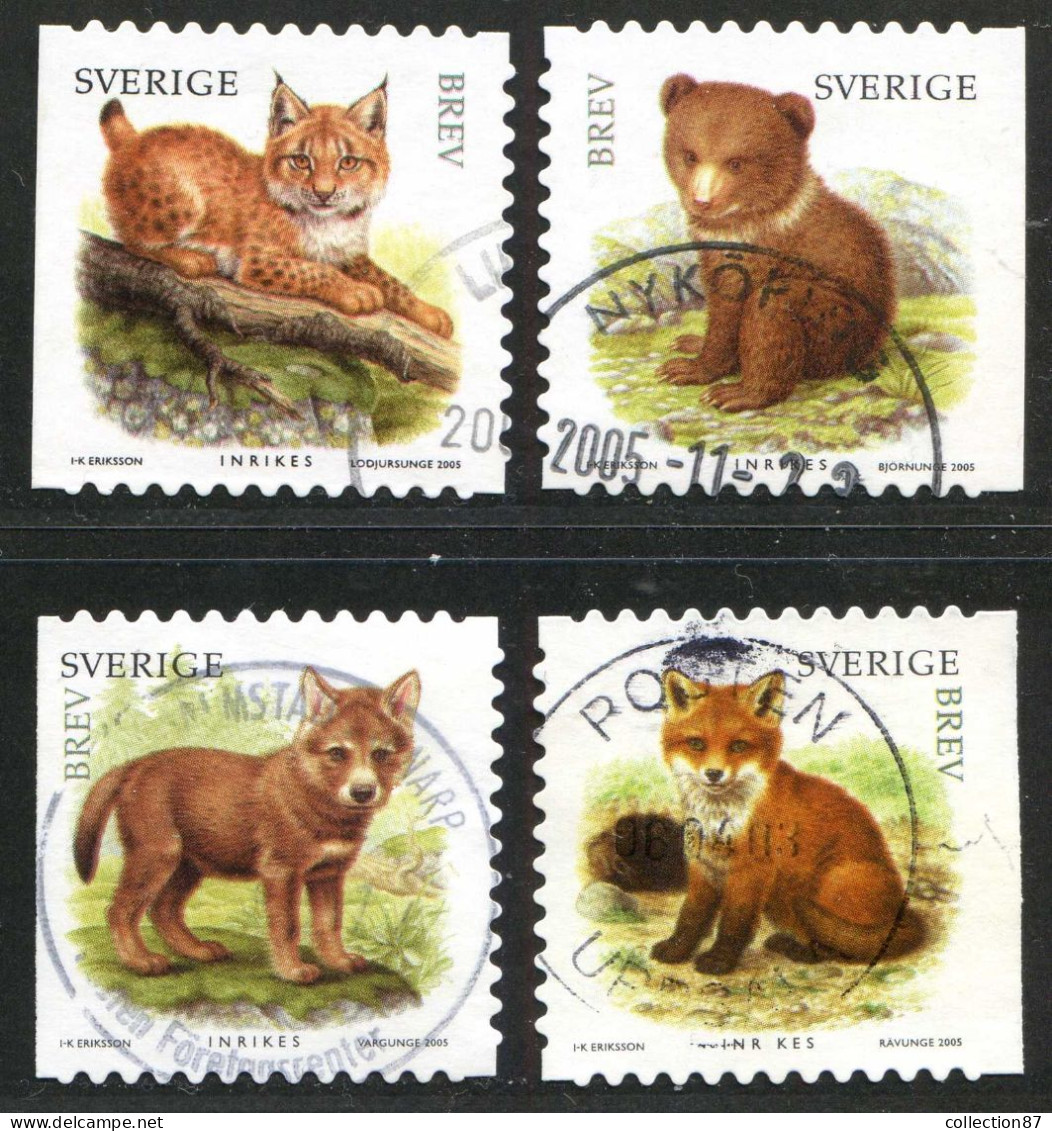 Réf 77 < SUEDE Année 2005 < Yvert N° 2477 à 2480 Ø Used < SWEDEN - Animaux Lynx Renard Loup Ours - Oblitérés