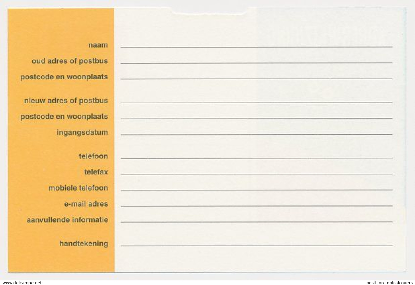 Verhuiskaart G. 70 - Perforatie Ophanggat Door Bovenzijde Kaart Heen Geslagen ( Zie Geuzendam Blz. 113 ) - Briefe U. Dokumente