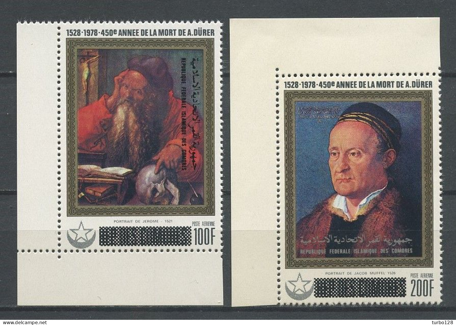 COMORES 1979 PA N° 150/151 ** Neufs MNH Superbes C 3.75 € Peintures Albrecht DÜRER Painting Portrait De Jérôme Mufffel - Comores (1975-...)