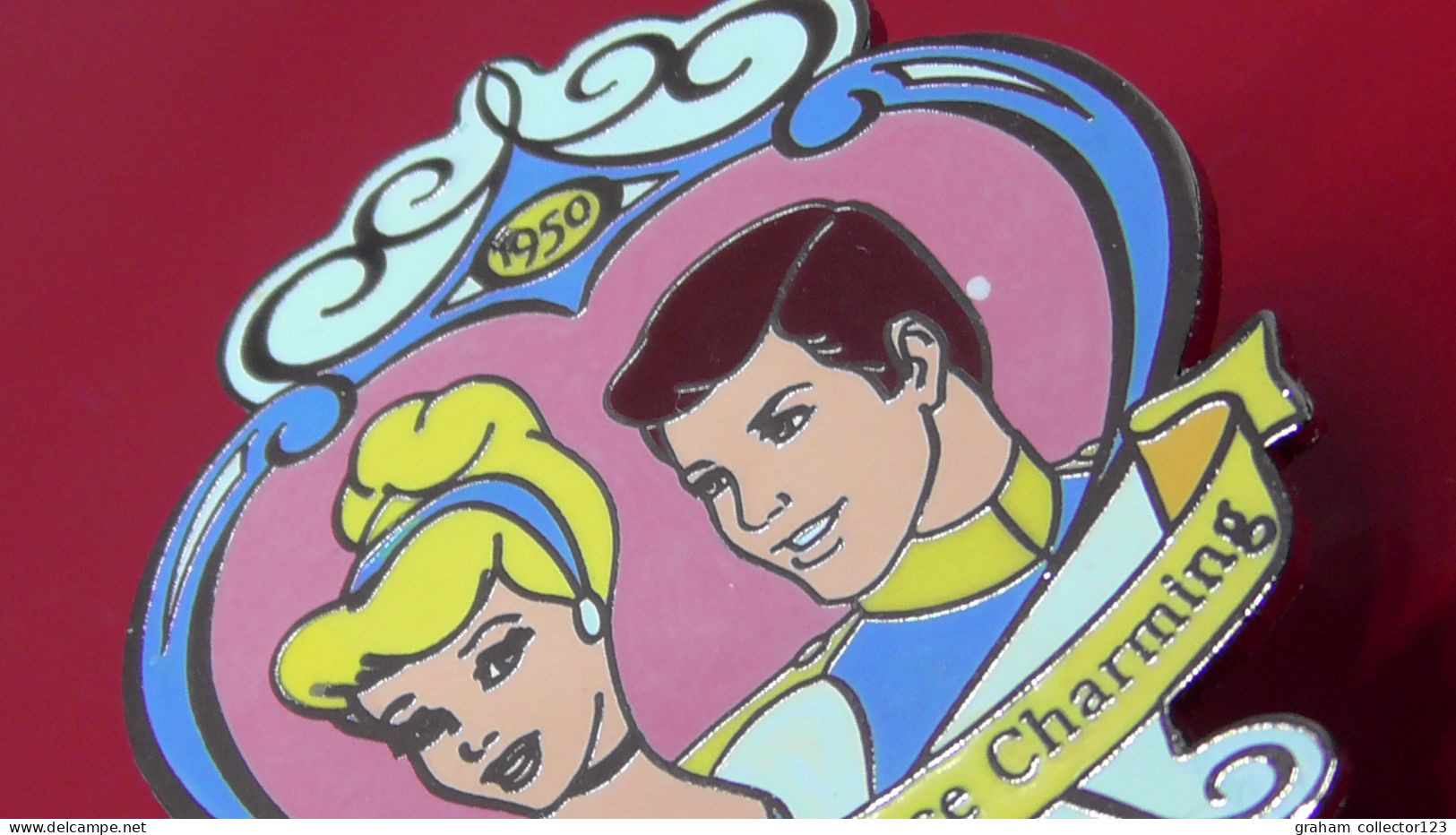 Modern Enamel and Metal Badge Disney Countdown To The Millennium Cinderella & Prince Charming 1999