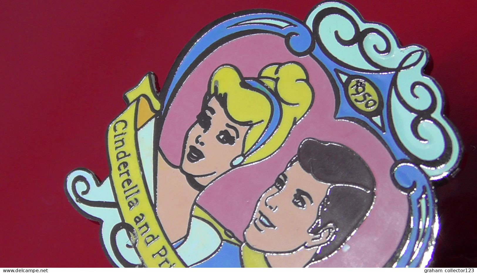 Modern Enamel and Metal Badge Disney Countdown To The Millennium Cinderella & Prince Charming 1999