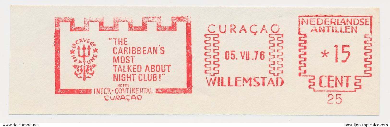 Rare Meter Cut Curacao 1976 - La Cave De Neptune  - Night Club - Hotel Inter-Continental - Dutch Antilles - Mitologia