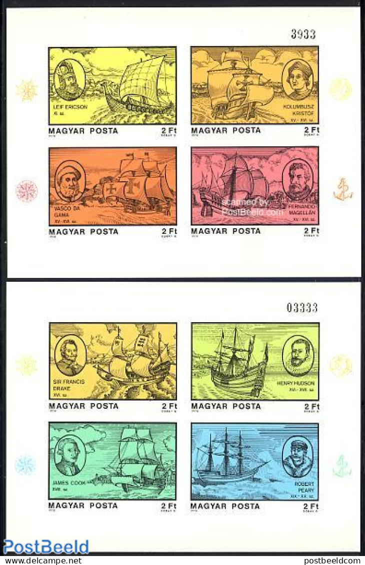 Hungary 1978 Explorers 2 S/s Imperforated, Mint NH, History - Transport - Explorers - Ships And Boats - Nuovi