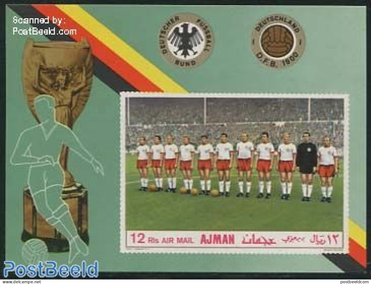 Ajman 1969 Football S/s With Printed Perforation, Mint NH, Sport - Football - Sport (other And Mixed) - Ajman