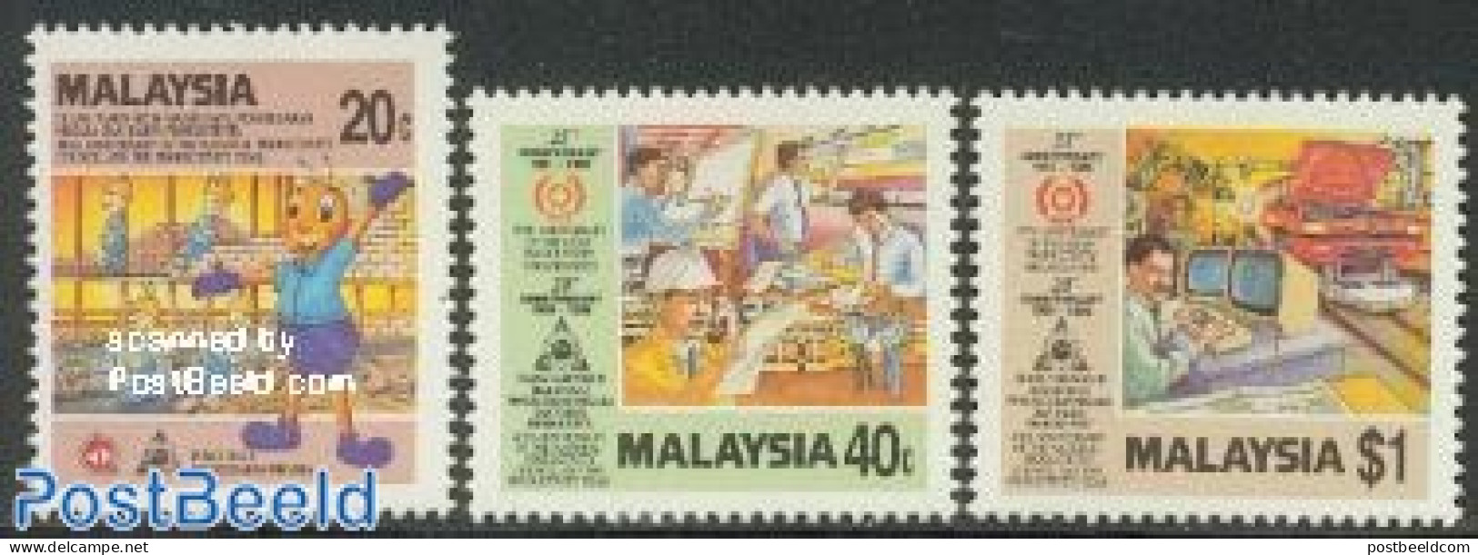 Malaysia 1986 Productivity 3v, Mint NH, Science - Computers & IT - Informática