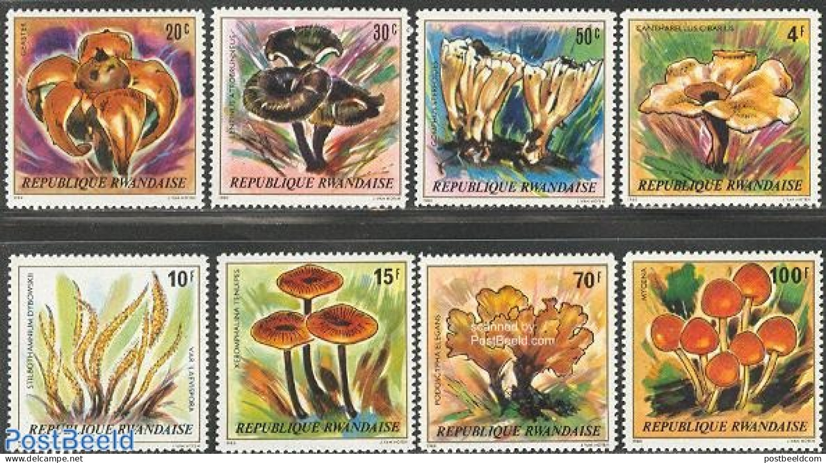 Rwanda 1980 Mushrooms 8v, Mint NH, Nature - Mushrooms - Champignons