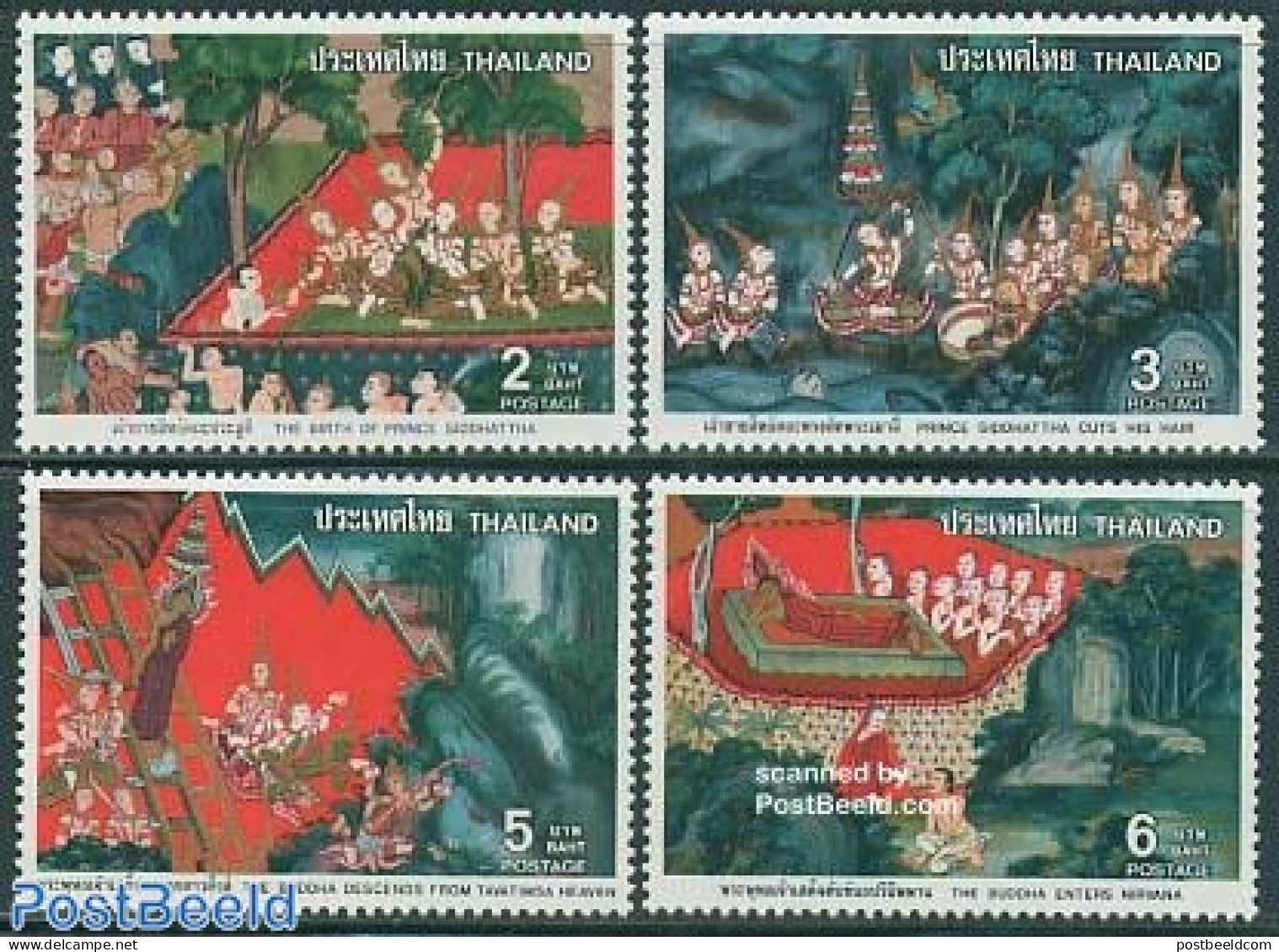 Thailand 1978 Wall Paintings 4v, Mint NH, Art - Fairytales - Contes, Fables & Légendes