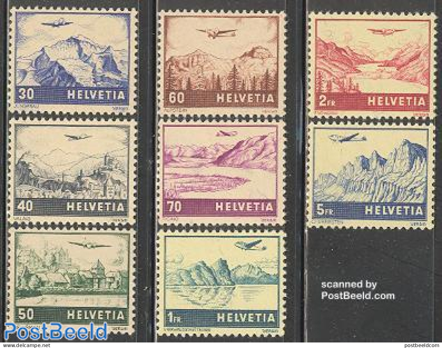 Switzerland 1941 Airmail Definitives 8v, Mint NH, Transport - Aircraft & Aviation - Neufs