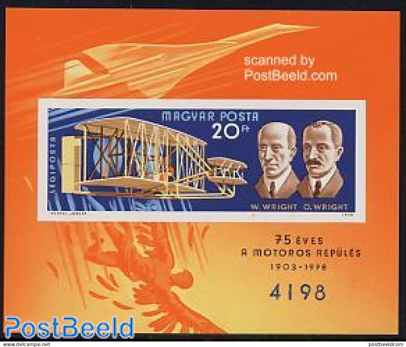 Hungary 1978 Wright Brothers S/s Imperforated, Mint NH, Transport - Aircraft & Aviation - Nuovi