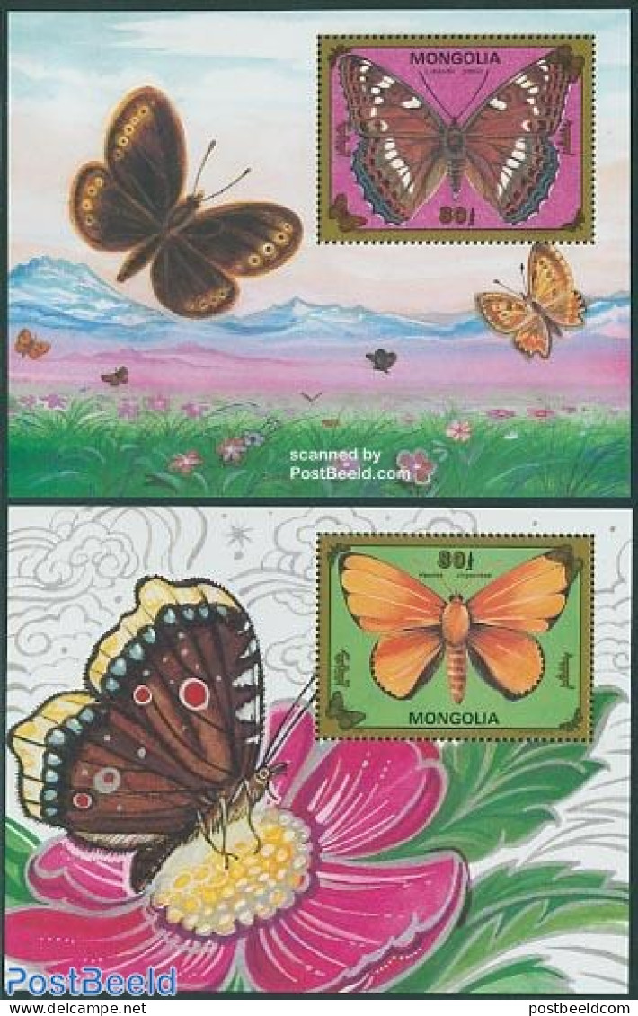 Mongolia 1993 Butterflies 2 S/s, Mint NH, Nature - Butterflies - Mongolia