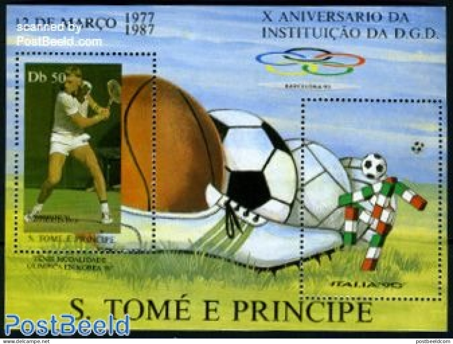 Sao Tome/Principe 1987 Bjorn Borg S/s, Mint NH, Sport - Sport (other And Mixed) - Tennis - Tenis