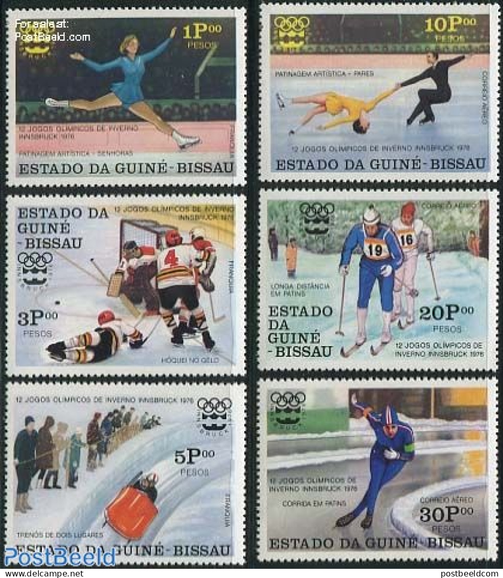 Guinea Bissau 1976 Olympic Winter Games 6v, Mint NH, Sport - Ice Hockey - Olympic Winter Games - Skating - Skiing - Hockey (Ice)