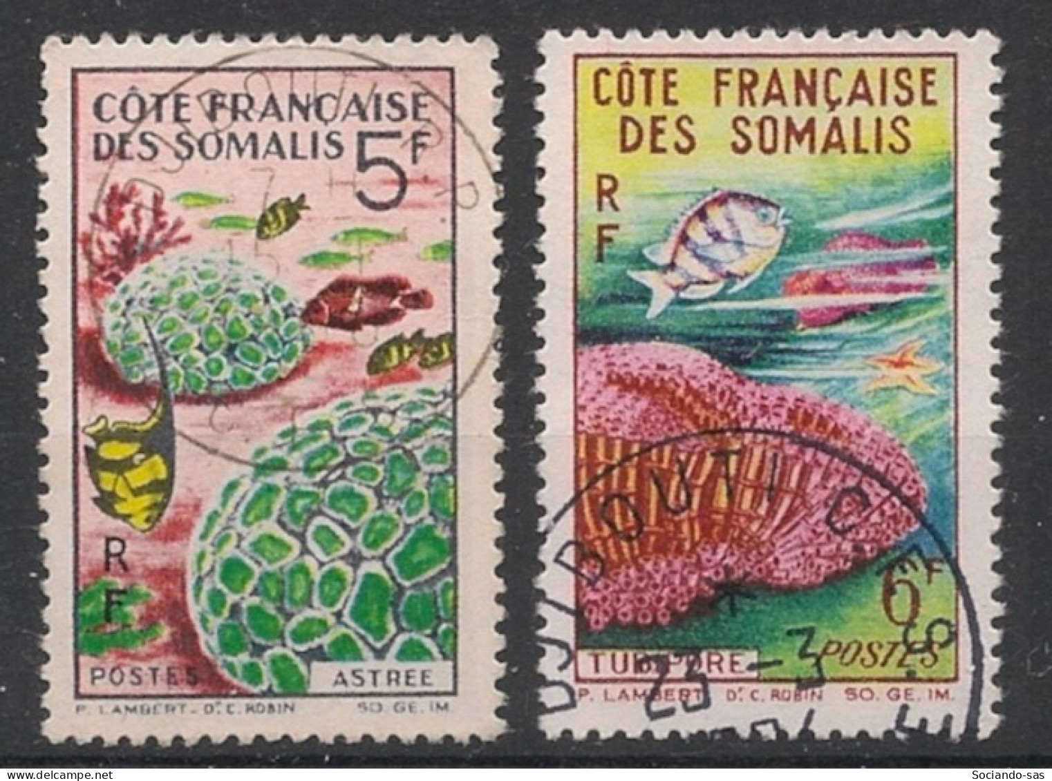 COTE DES SOMALIS - 1963 - N°YT. 316 Et 317 - Faune Corallienne - Oblitéré / Used - Oblitérés