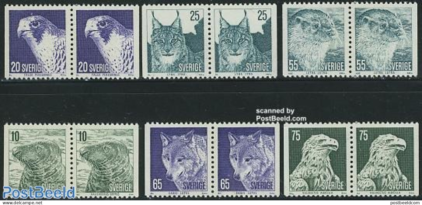 Sweden 1973 Animals 6 Pairs, Normal Paper, Mint NH, Nature - Animals (others & Mixed) - Birds - Unused Stamps