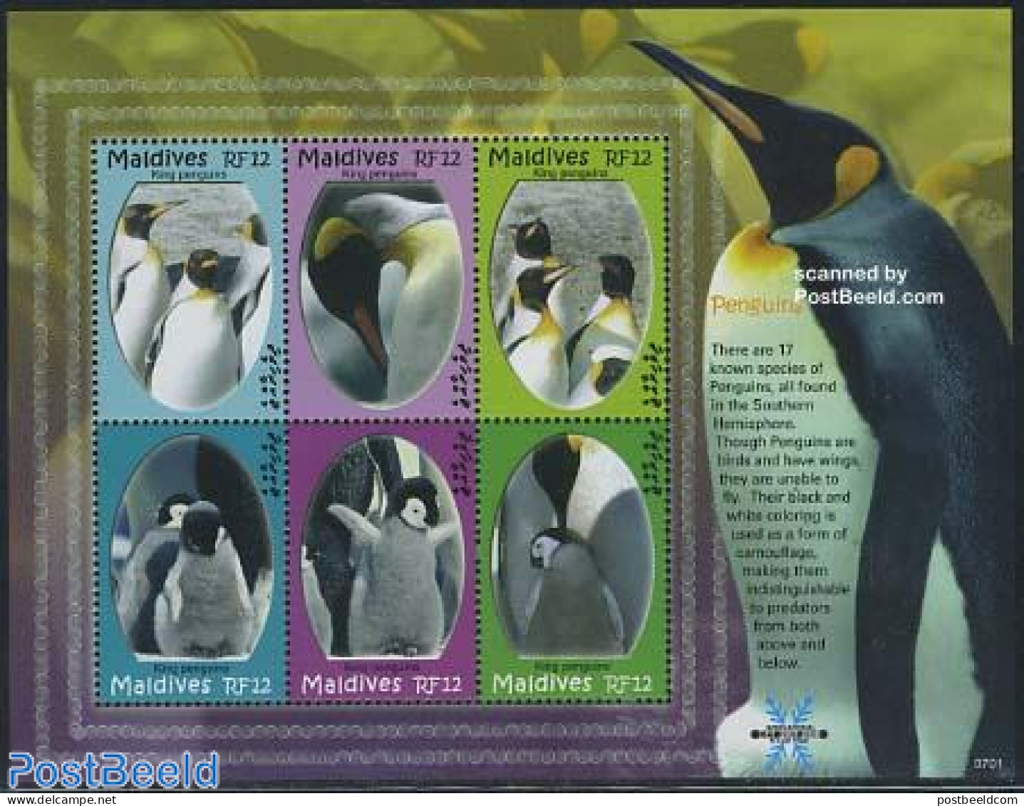Maldives 2007 Penguins 6v M/s, Mint NH, Nature - Birds - Penguins - Maldives (1965-...)