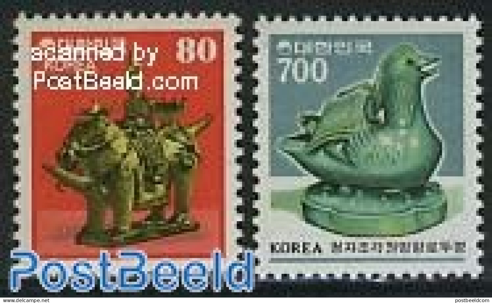 Korea, South 1983 Definitives 2v, Mint NH, Nature - Birds - Horses - Art - Art & Antique Objects - Corea Del Sur