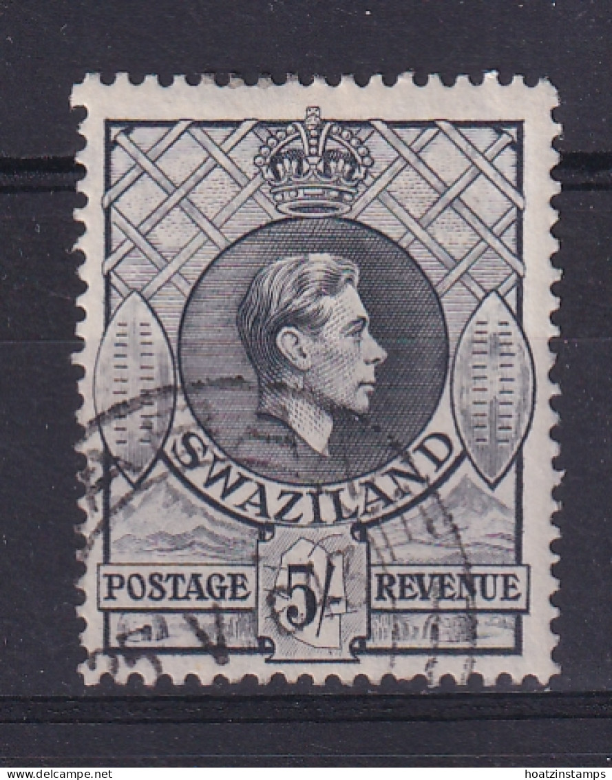 Swaziland: 1938/54   KGVI     SG37   5/-   Grey   [Perf: 13½ X 13]     Used     - Swaziland (...-1967)