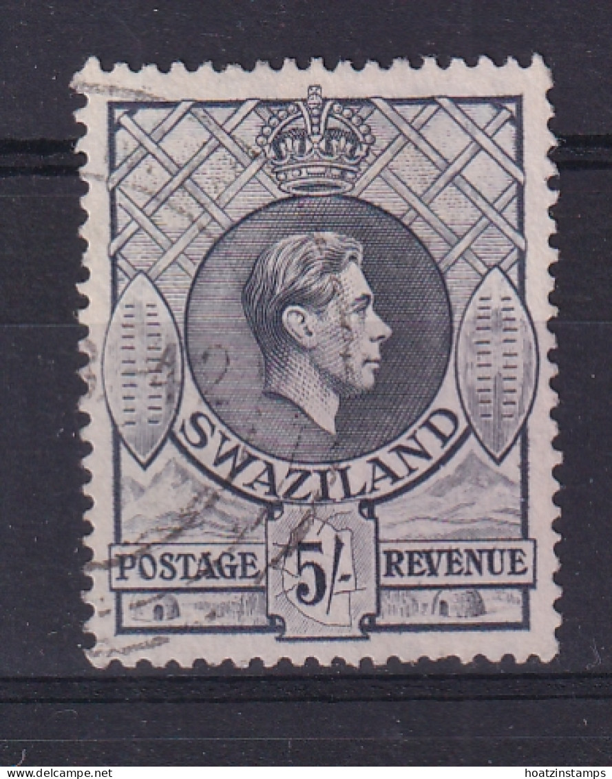 Swaziland: 1938/54   KGVI     SG37   5/-   Grey   [Perf: 13½ X 13]     Used     - Swasiland (...-1967)