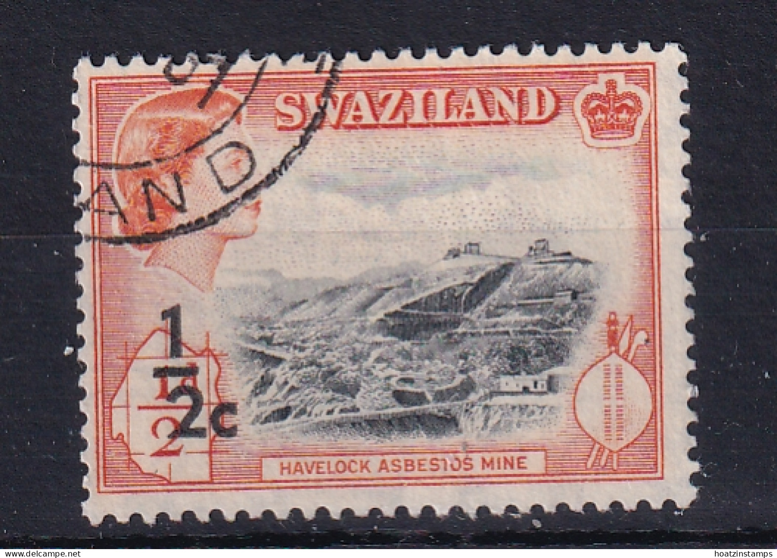Swaziland: 1961   QE II - Decimal Currency Surcharge   SG65b   ½c On ½d  [Type II]   Used    - Swaziland (...-1967)